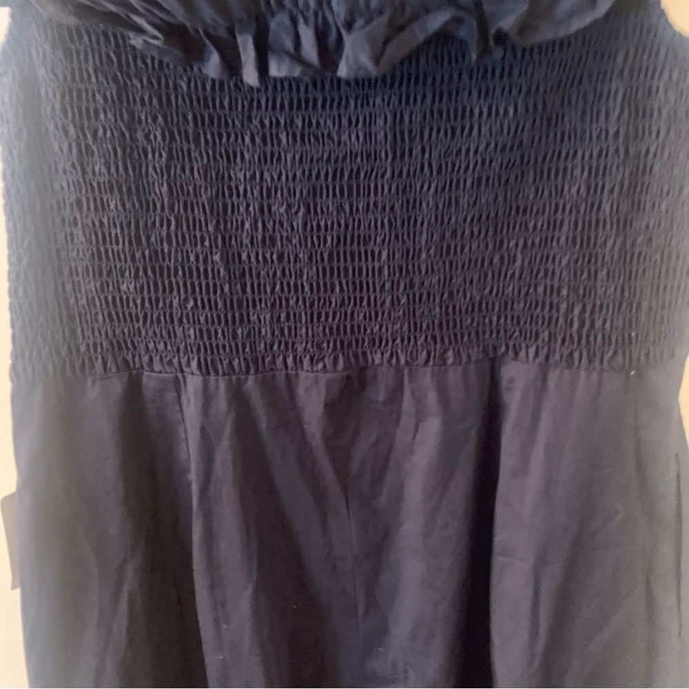 Nordstrom 1901 Cotton Smocked Ruffle Off Shoulder Wide Leg Cropped Jumpsuit - Picture 10 of 15